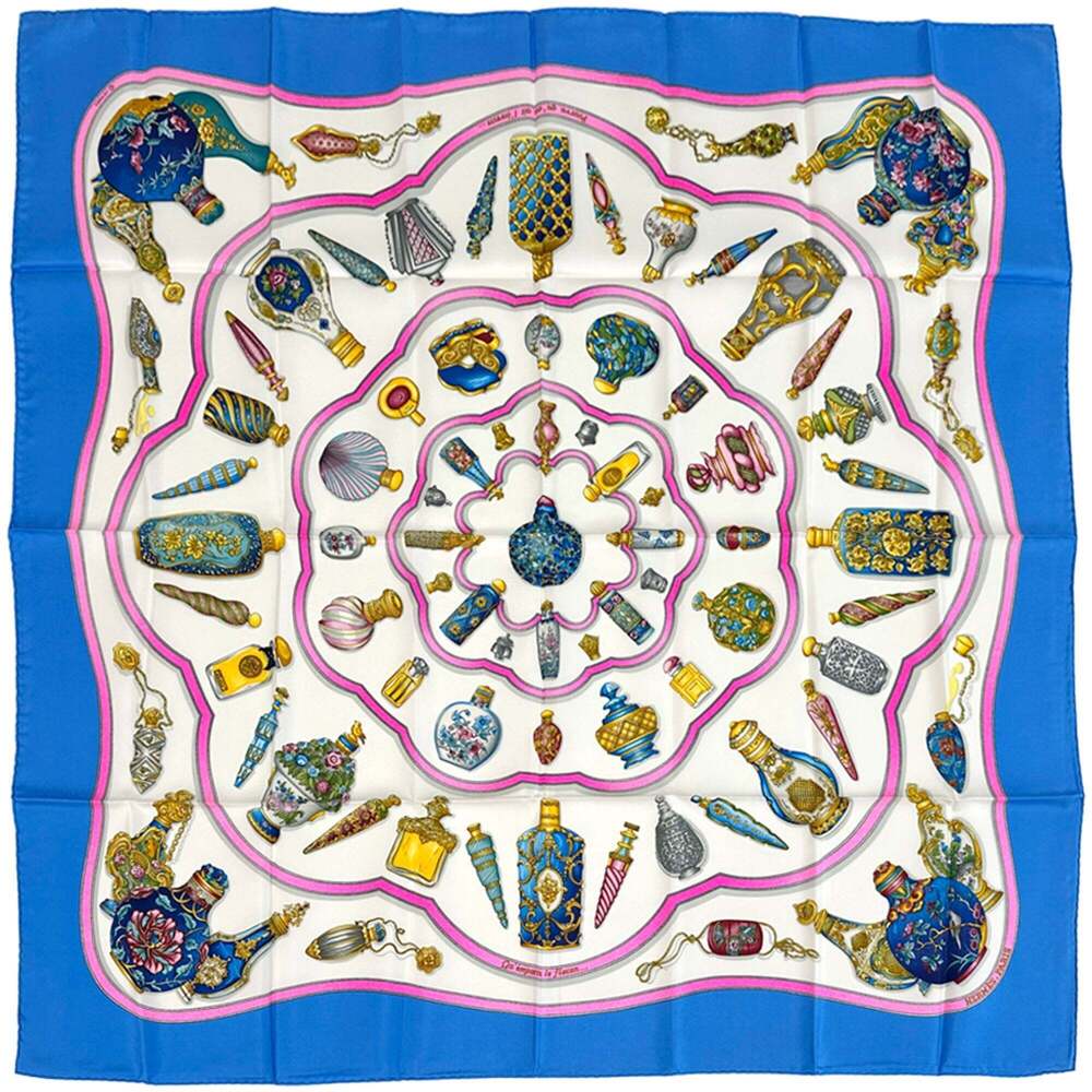 HERMES Blue Silk Scarf